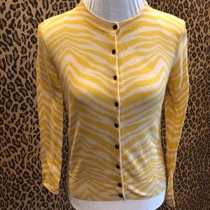 J Crew Yellow Zebra Print Medium Cardigan
